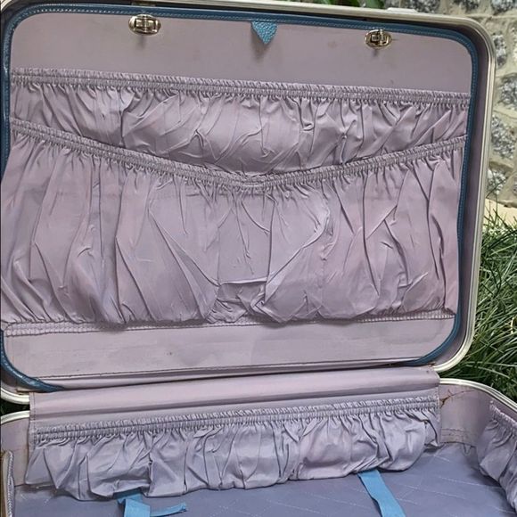 Mid Century Blue Hardshell Suitcase: Vintage Travel Smart  Vintage jet stream luggage blue suitcase